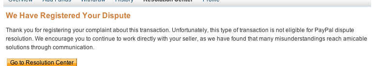 A message from the Paypal thieves